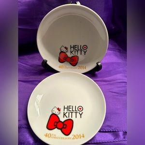 Pre-loved Hello Kitty Ceramic set of 2 salad plates. By Lawson, 40th anniversary